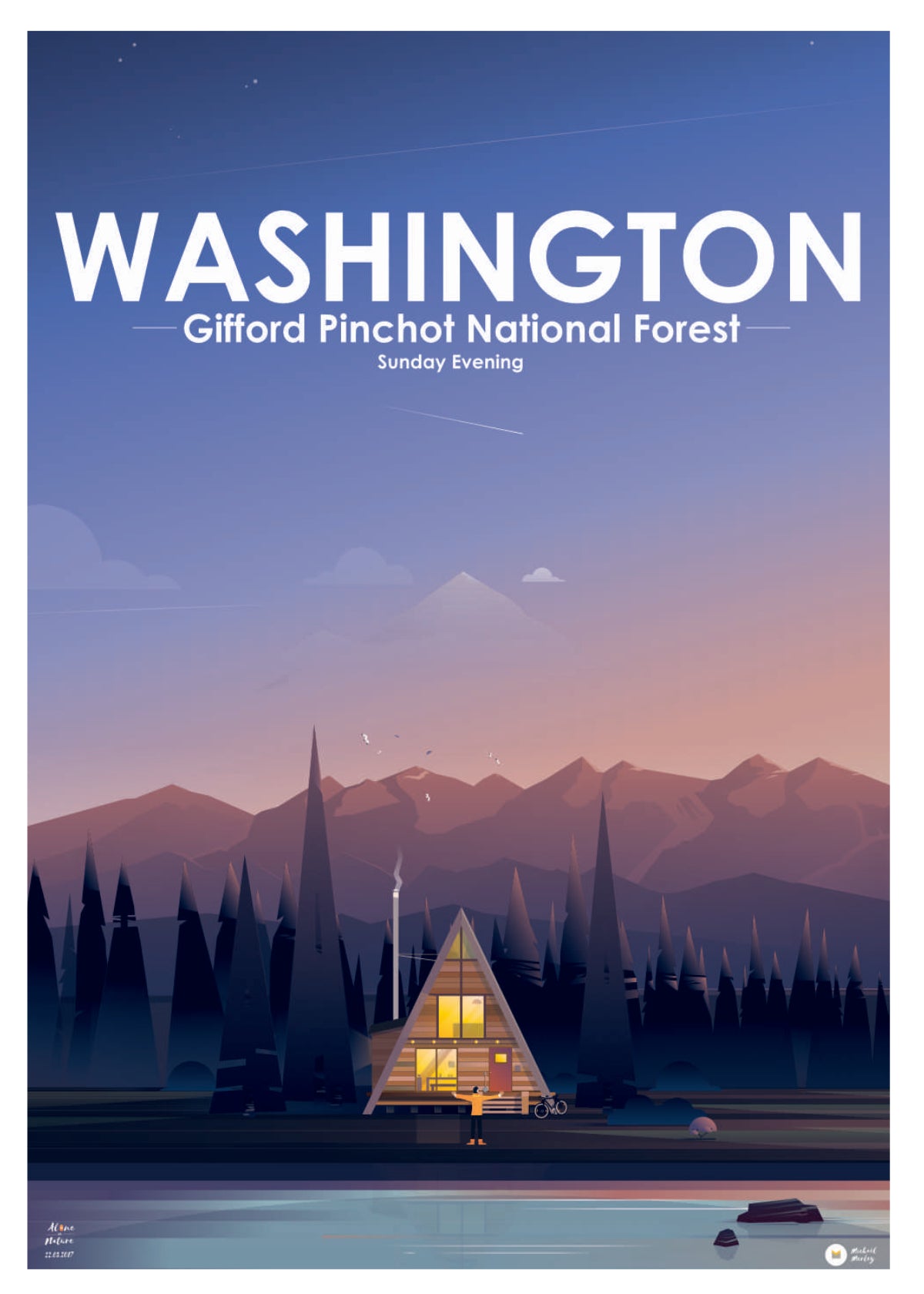 Affiche  illustrée Parc Naturel Gifford Pinchot Washington