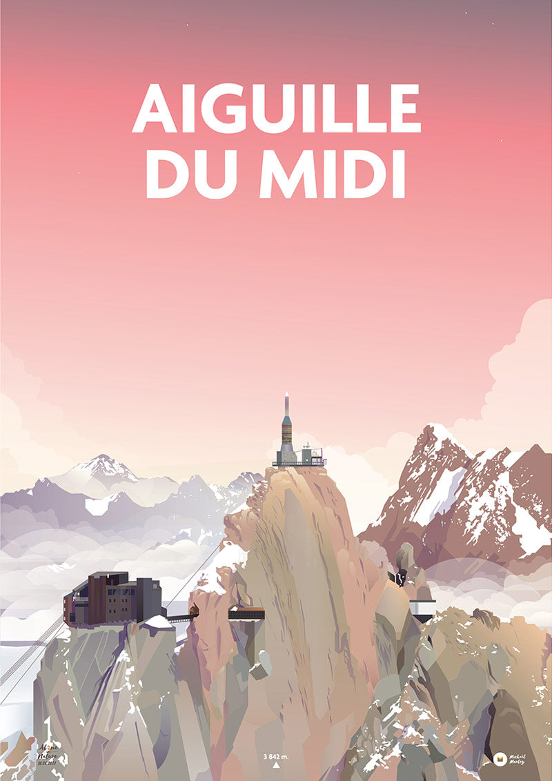 affiche illustrée "Aiguille du midi"
