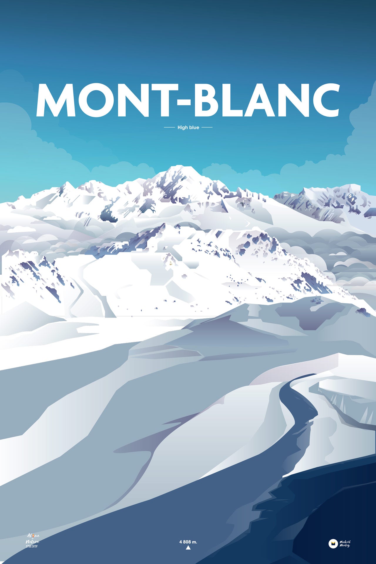 Affiche illustrée Mont-Blanc par Mickaël Merley