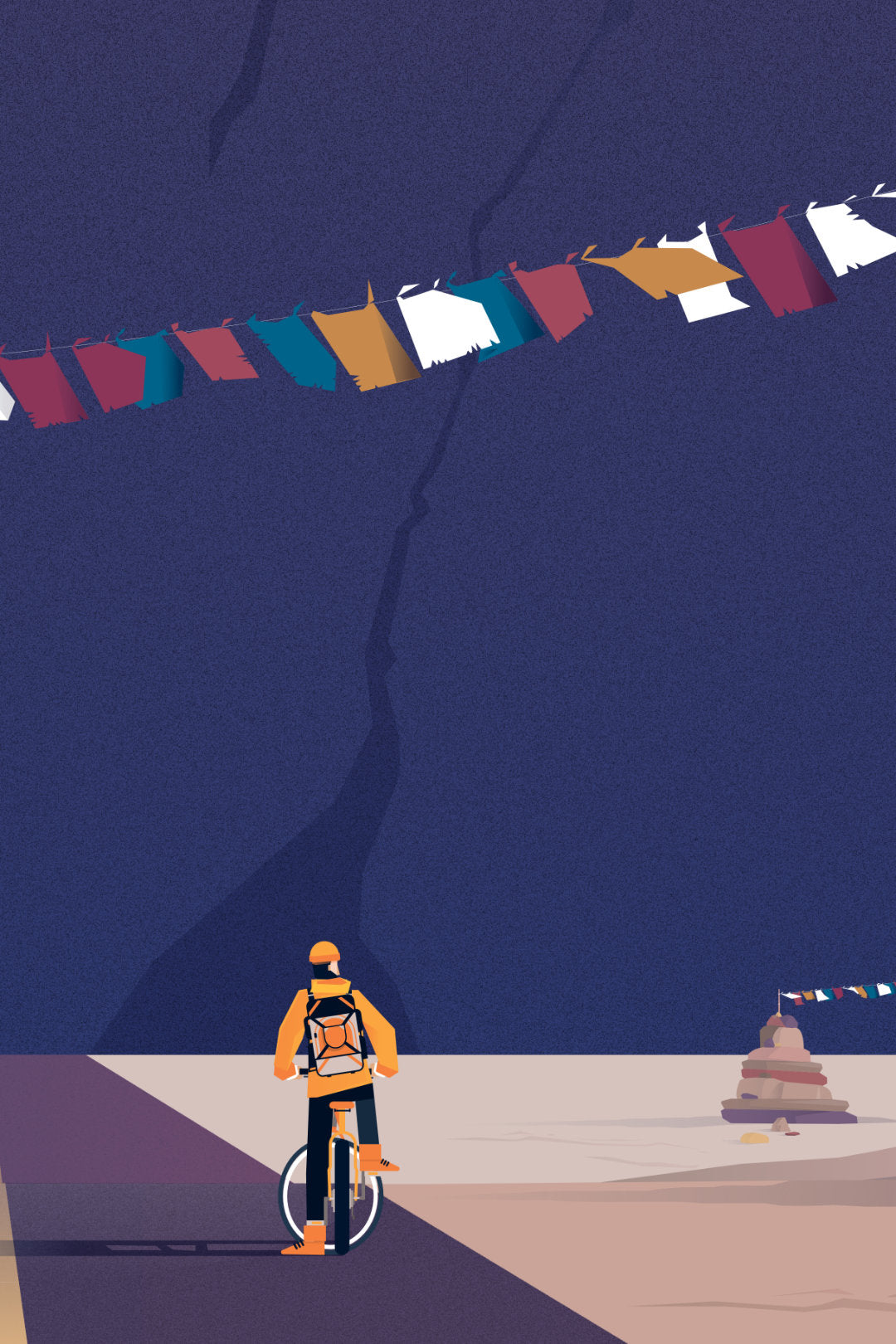 affiche illustrée "Tibet Dharamsala, The tibetan way" (détail)