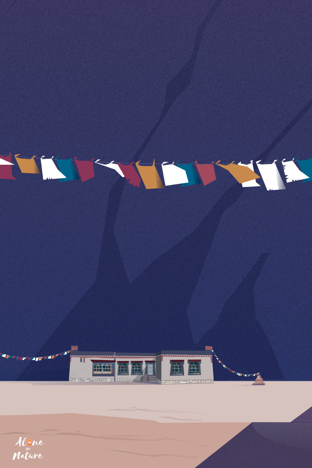 affiche illustrée "Tibet Dharamsala, The tibetan way" (détail)