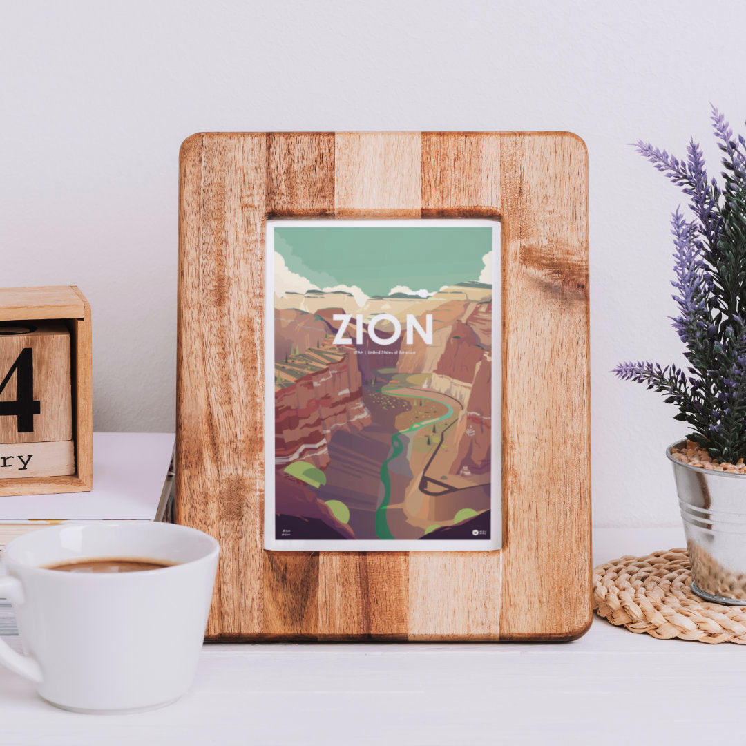 Carte postale avec une illustration "Zion Natural Park"