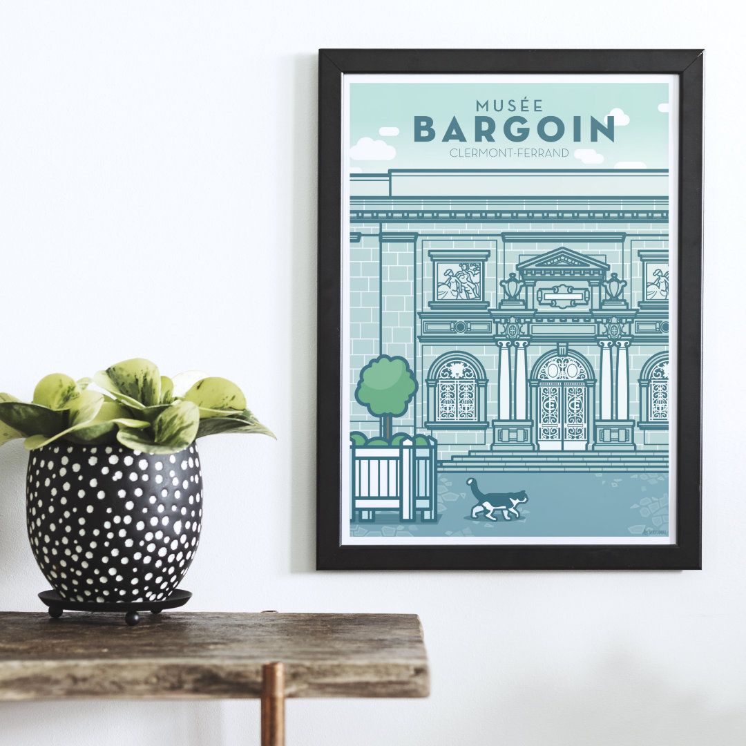 affiche du musée bargoin (clermont-ferrand) encadrée et accrochée à un mur