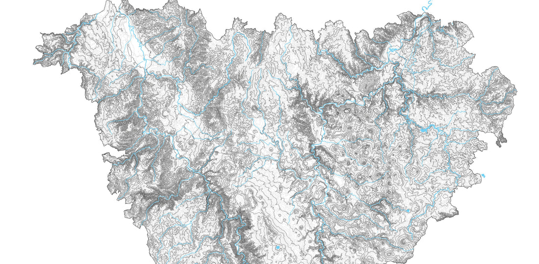 détail d'une carte de la haute loire avec courbes de niveau