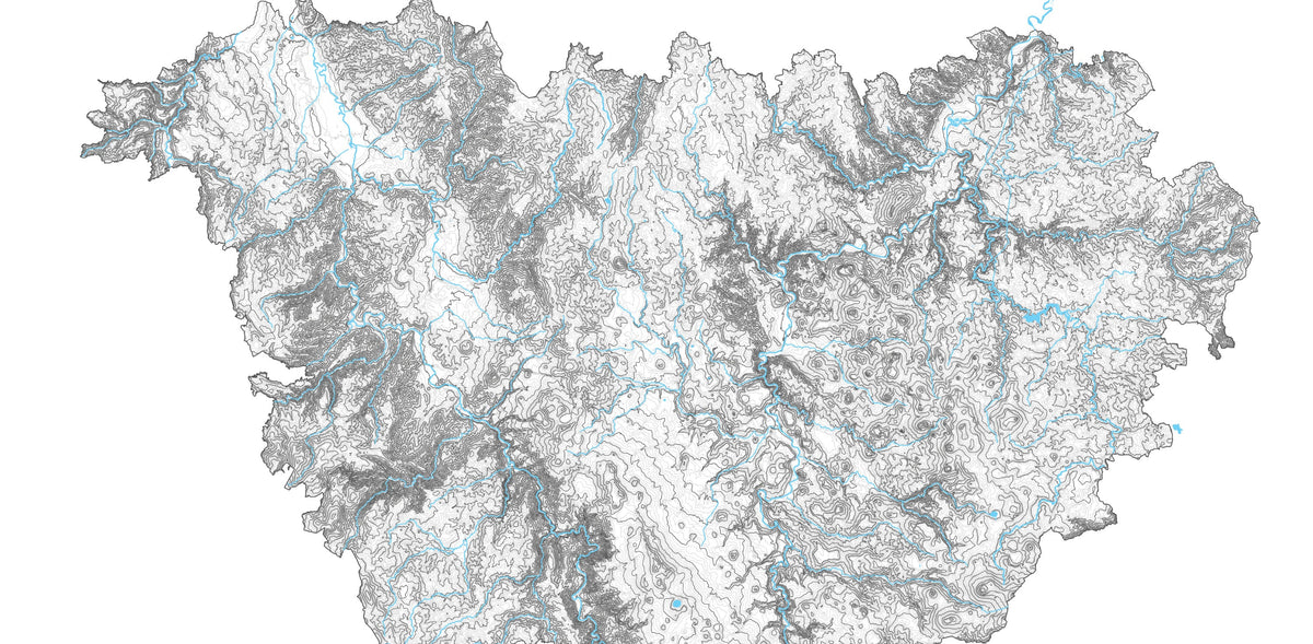 détail d'une carte de la haute loire avec courbes de niveau