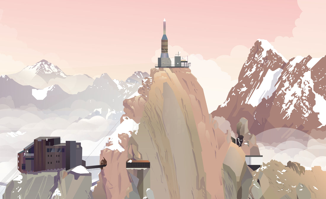 détail d'une illustration représentant le sommet de l'aiguille du midi