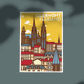 Carte postale illustration de la Cathédrale de Clermont-Ferrand Jaune