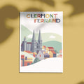 Carte postale avec une illustration de la Cathédrale de Clermont-Ferrand Pop