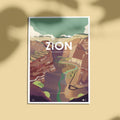 Carte postale avec une illustration "Zion Natural Park"