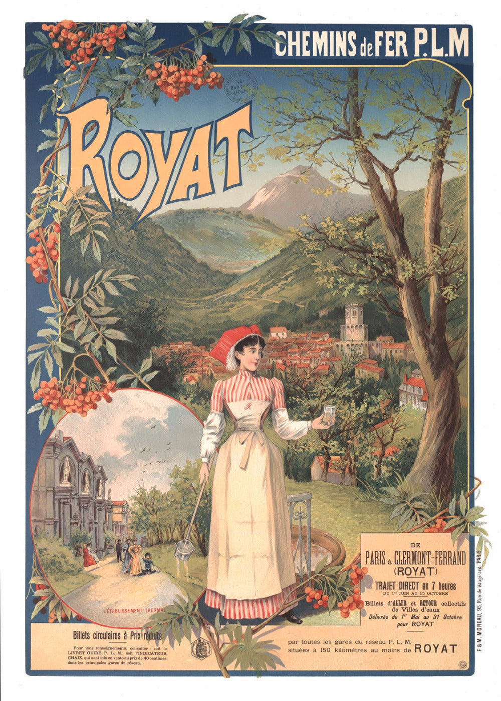 Affiche Royat Chemins de fer PLM
