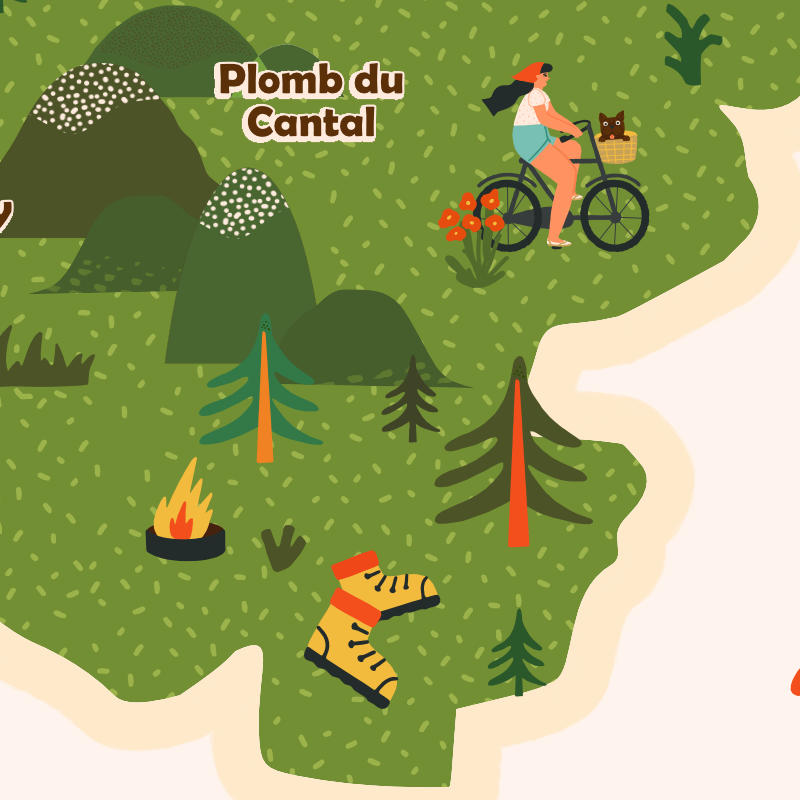 Affiche "Carte du parc naturel des volcans d'auvergne"