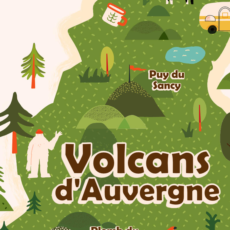 détail de l'Affiche "Carte du parc naturel des volcans d'auvergne"