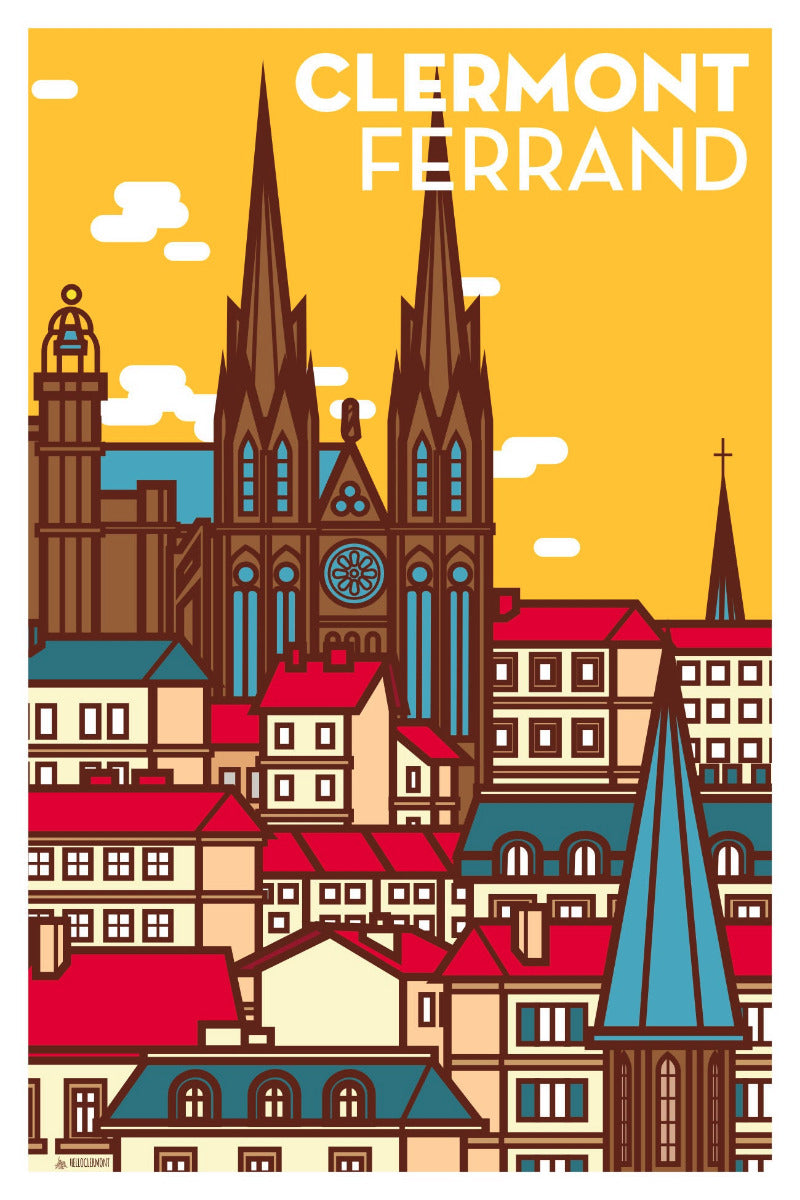 Affiche Cathédrale de Clermont-Ferrand Jaune