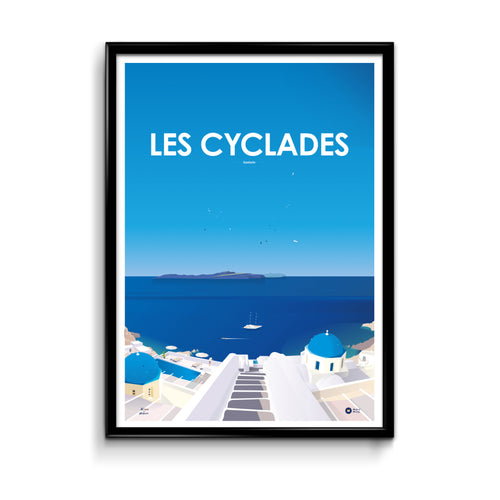 Affiche illustrée Cyclades encadrée
