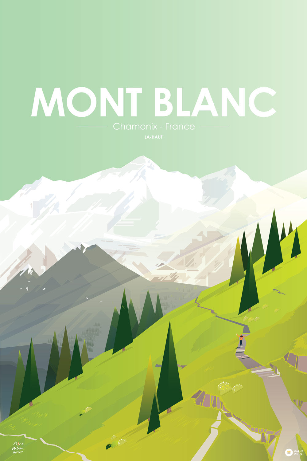 Affiche illustrée Mont blanc vert