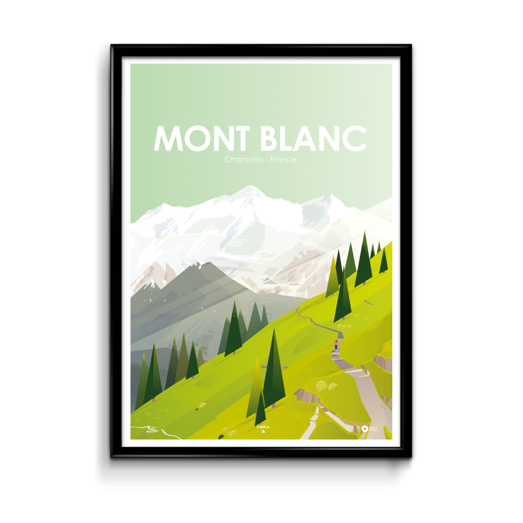 Affiche illustrée Mont blanc vert