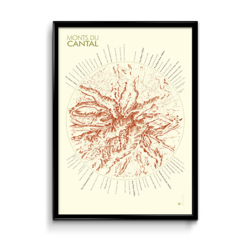 affiche carte Monts du Cantal