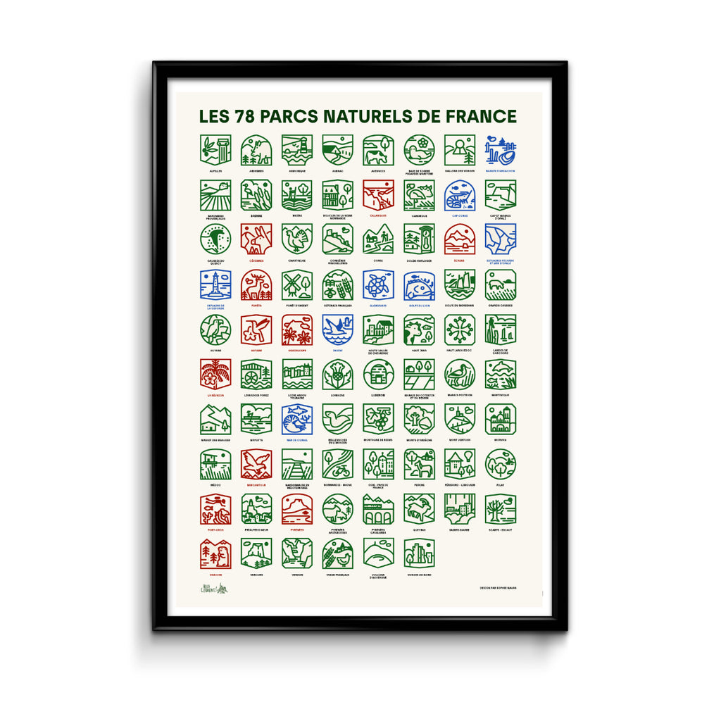 Affiche "78 Parcs Naturels de France version claire"