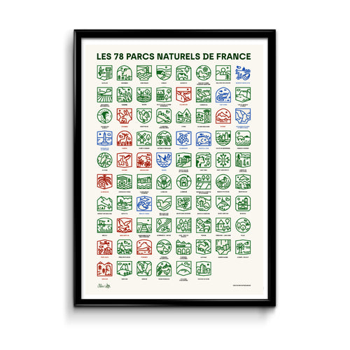 Affiche "78 Parcs Naturels de France version claire"