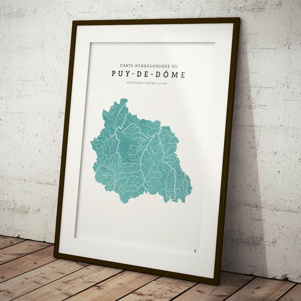 affiche carte hydrologique du puy-de-dome