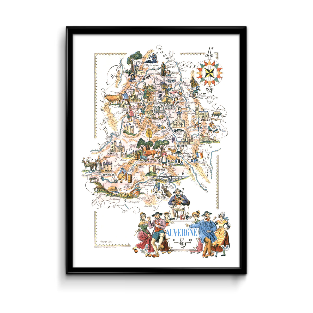 Carte illustrée du Pays d'Auvergne