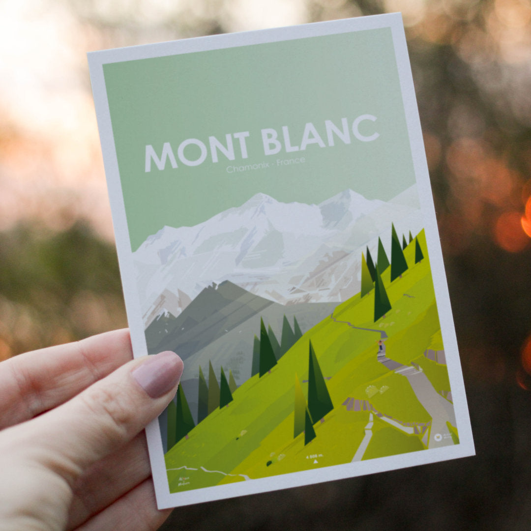 Carte postale illustrée Mont Blanc vert