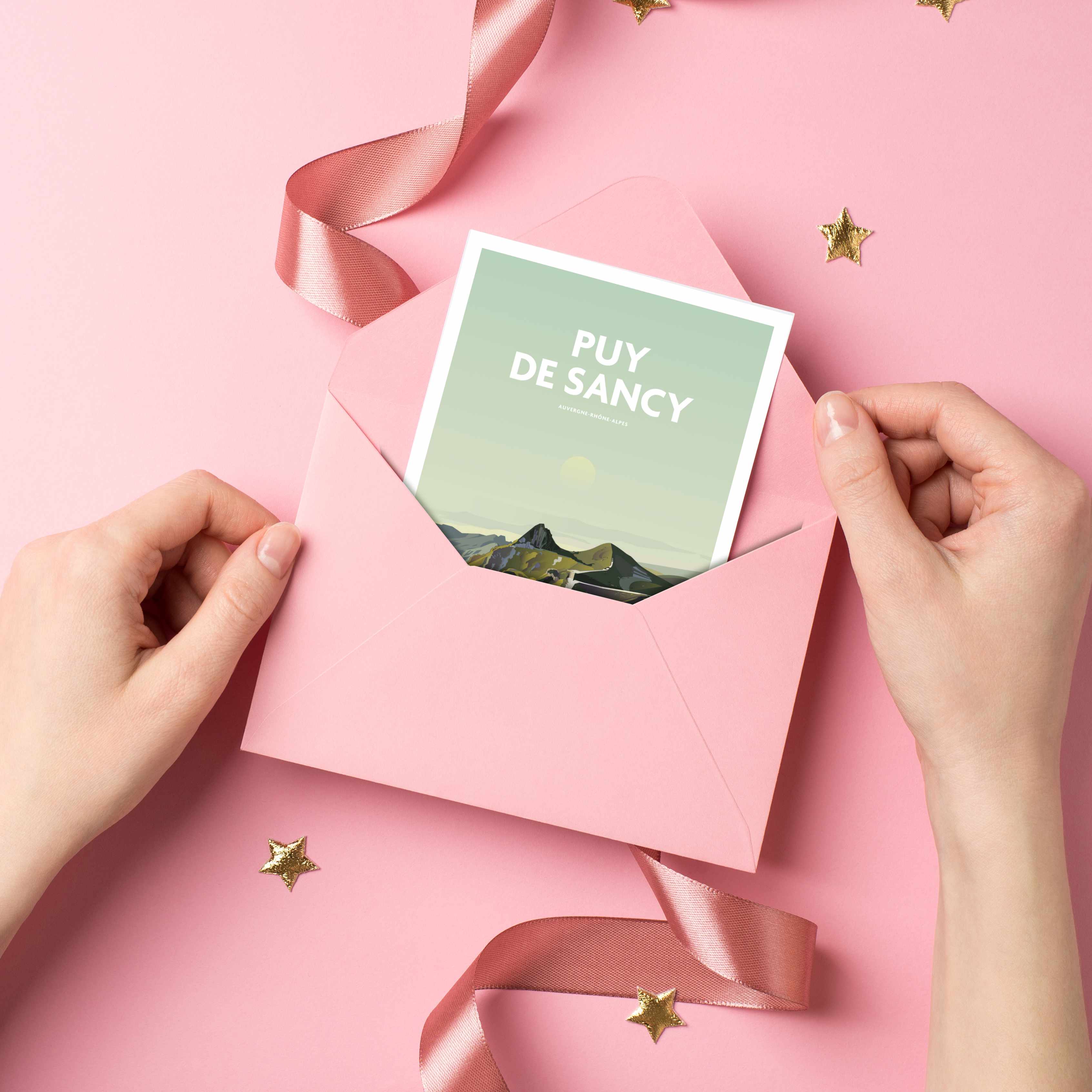 Carte postale avec une illustration du Puy de Sancy