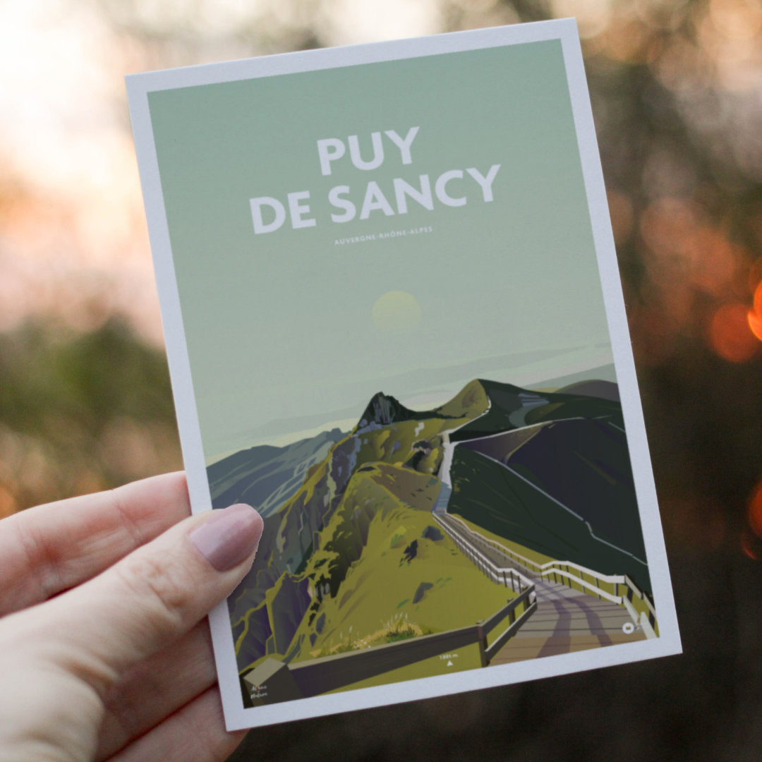 Carte postale avec une illustration du Puy de Sancy