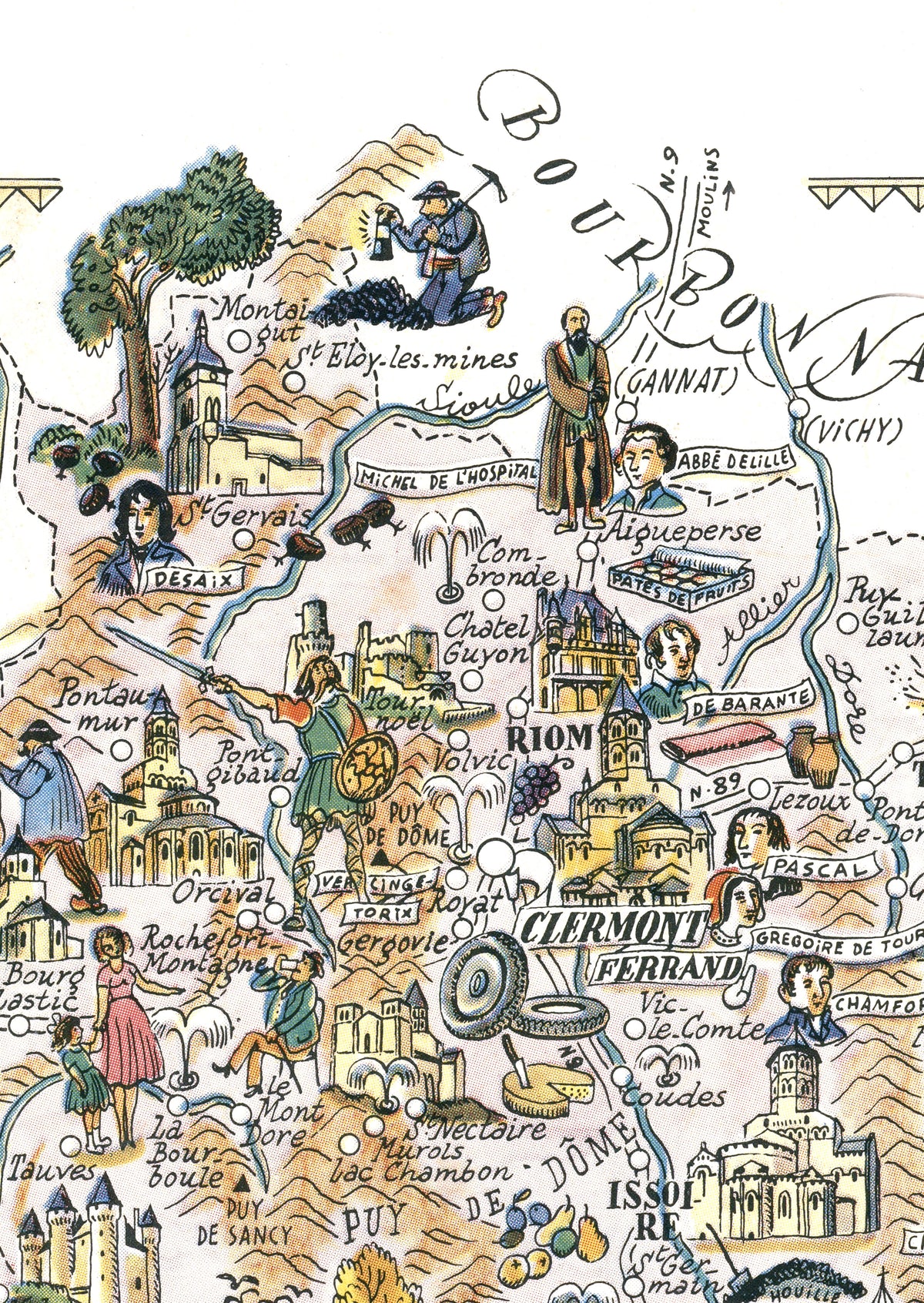 Carte illustrée du Pays d'Auvergne