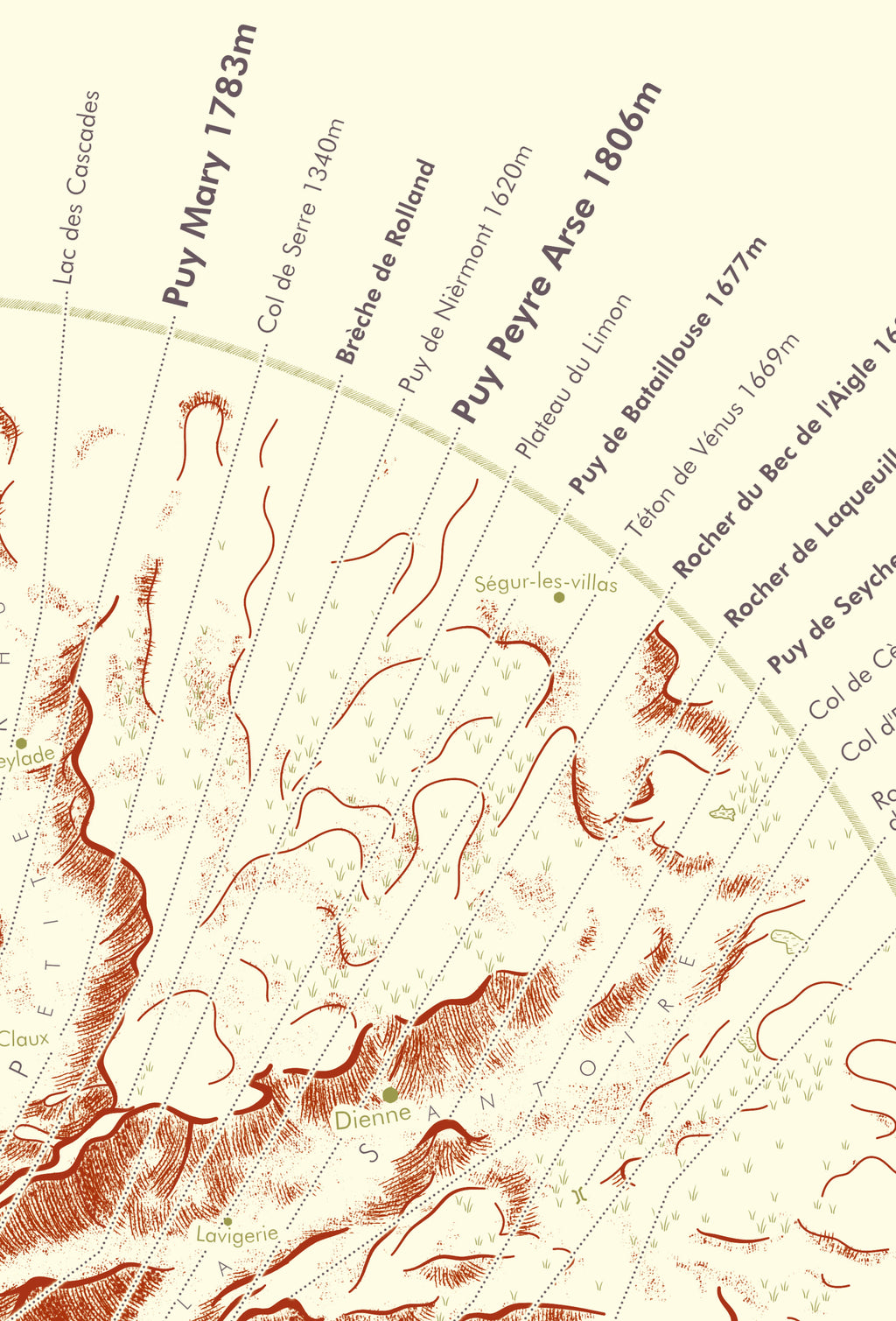 Affiche Carte des Monts du Cantal