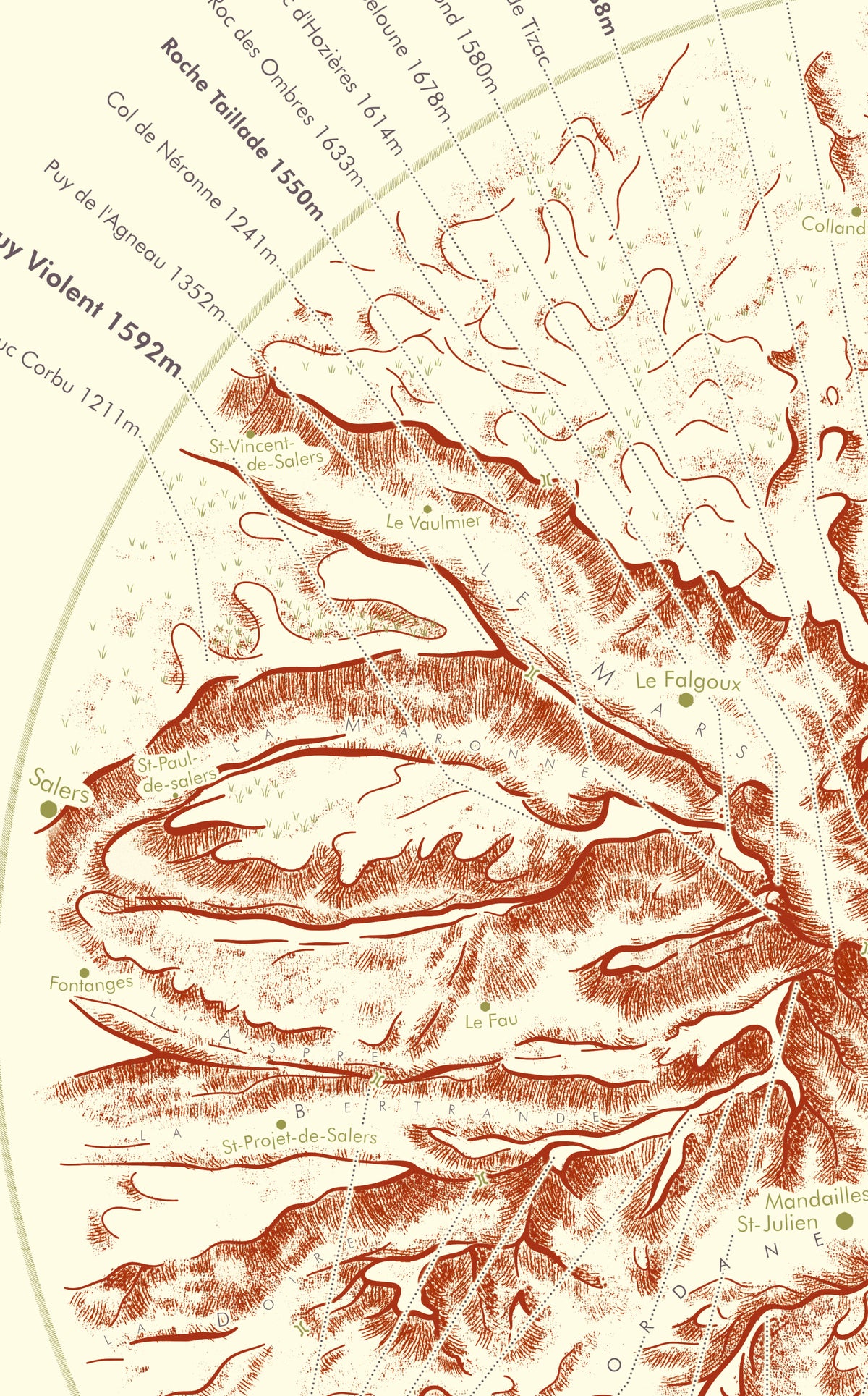 Affiche Carte des Monts du Cantal