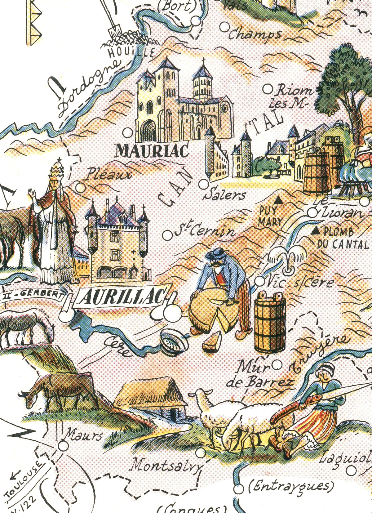 Carte illustrée du Pays d'Auvergne